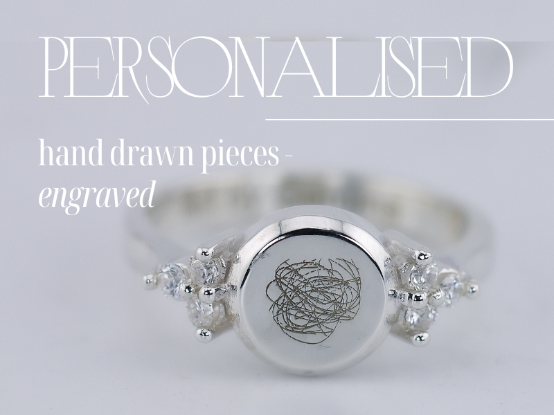 Personalised Hand Drawn Engraved Coin Ring