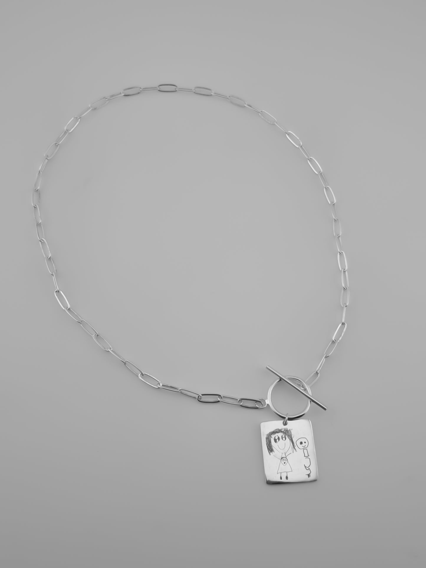 Personalised Hand Drawn Engraved Toggle Necklace