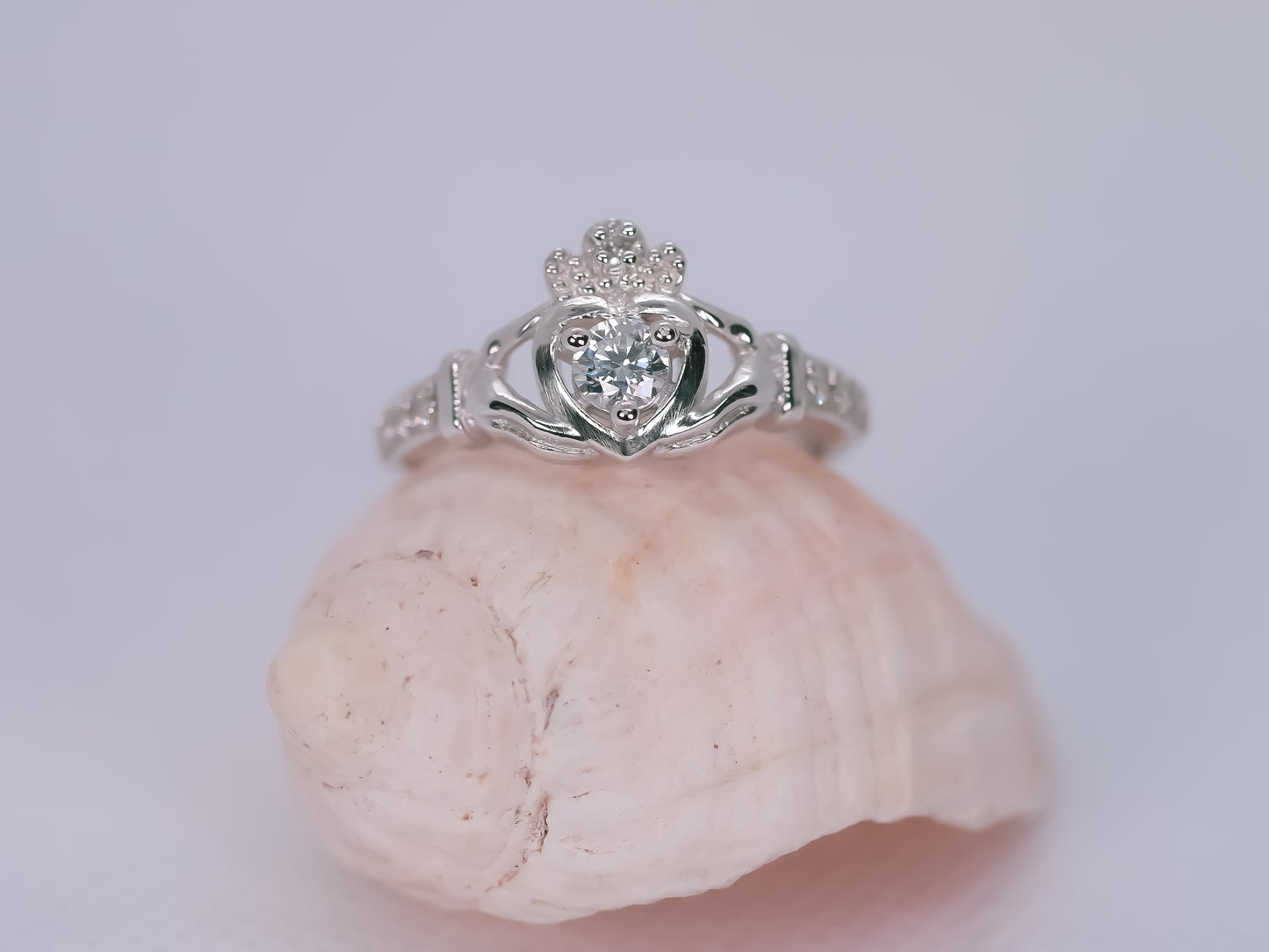 CLADDAGH Ring - Moissanite & White Sapphires