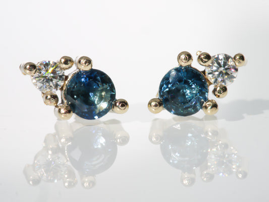 PEGASUS Sapphire and Moissanite Stud Earrings