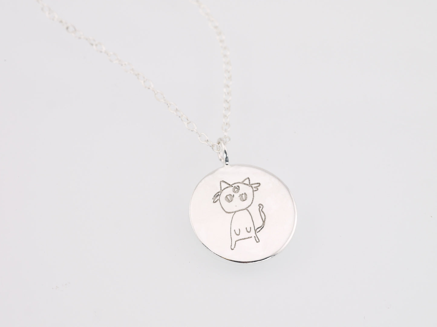 Personalised Hand Drawn Engraved Circle Pendant Necklace