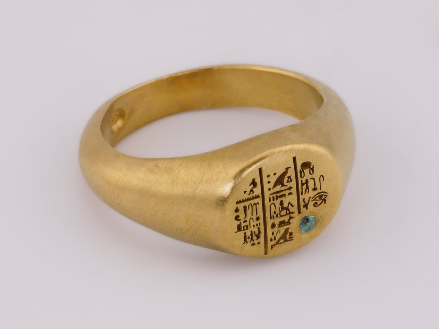 SETI Signet Ring with Emerald - 22k Gold Vermeil