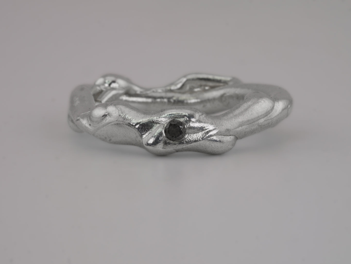 MOLTEN Ring with Salt & Pepper Diamond - Sterling Silver