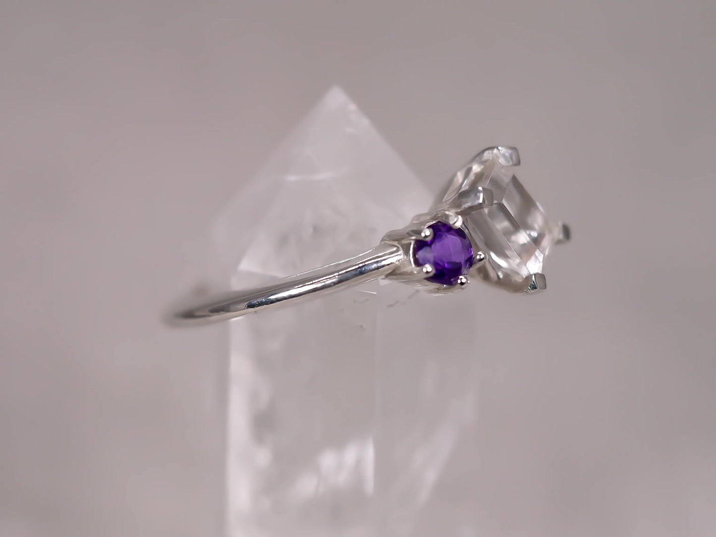 ESME Ring - White Topaz and Purple Amethyst