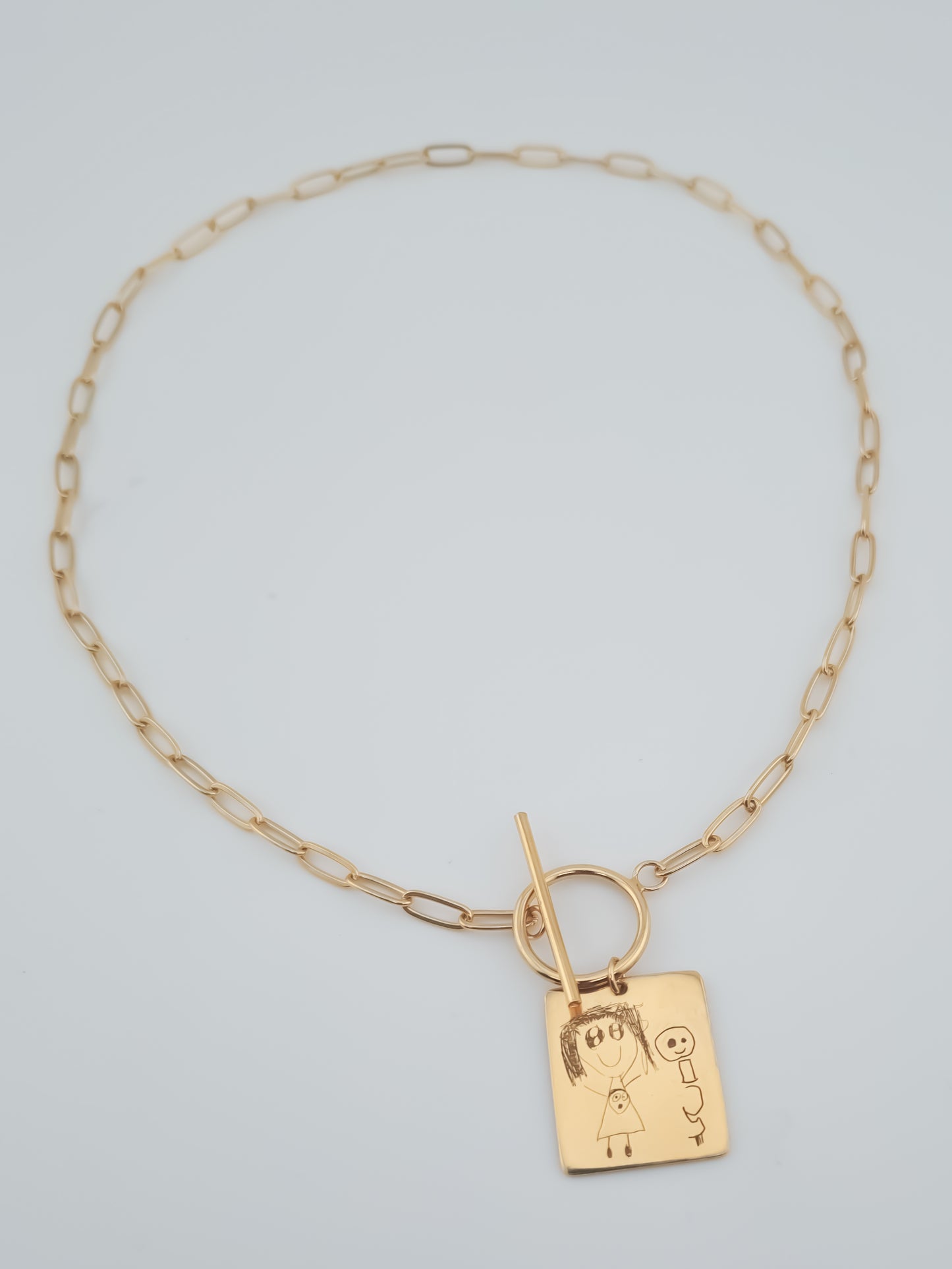 Personalised Hand Drawn Engraved Toggle Necklace