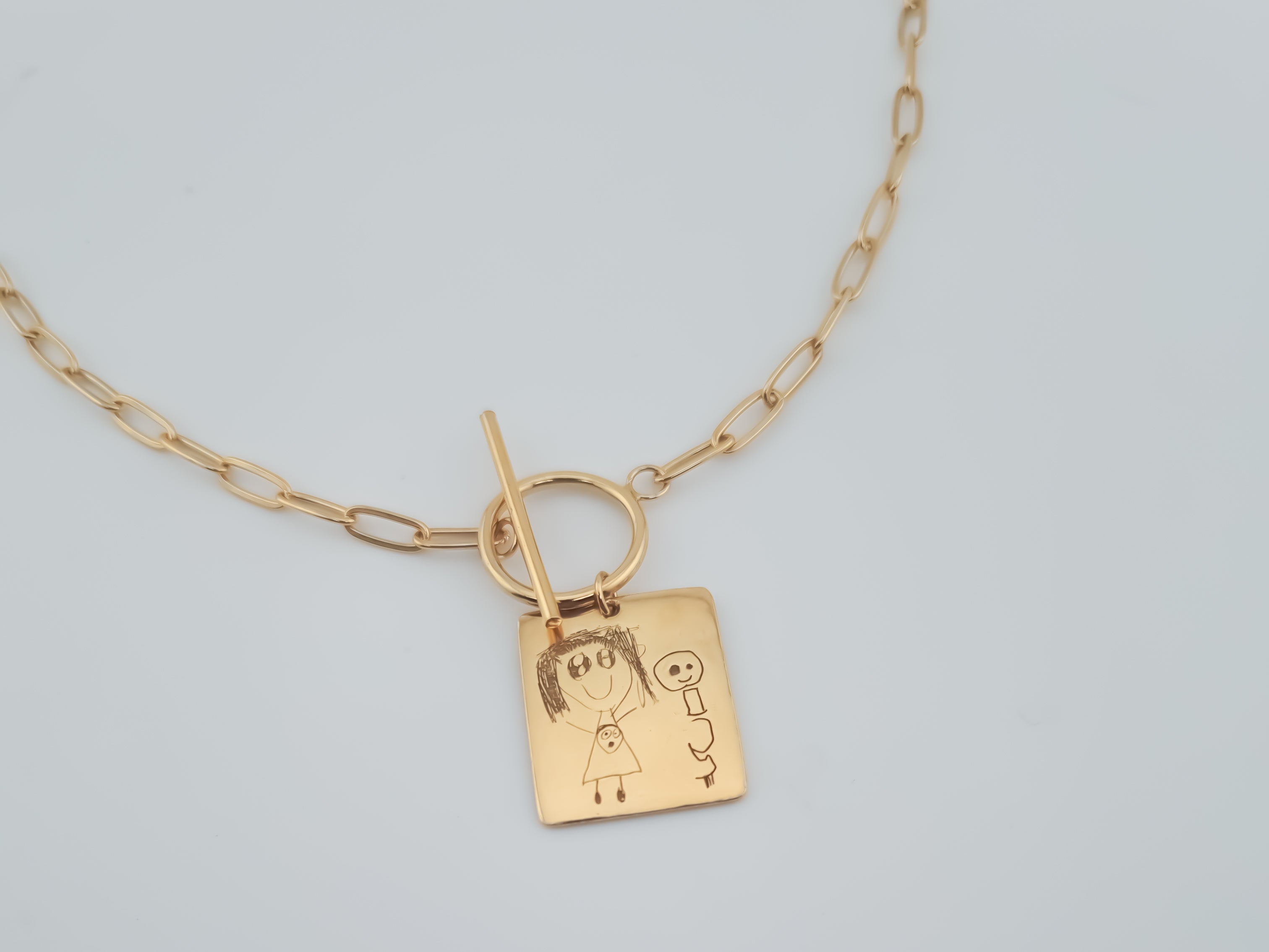 Personalised Hand Drawn Engraved Toggle Necklace
