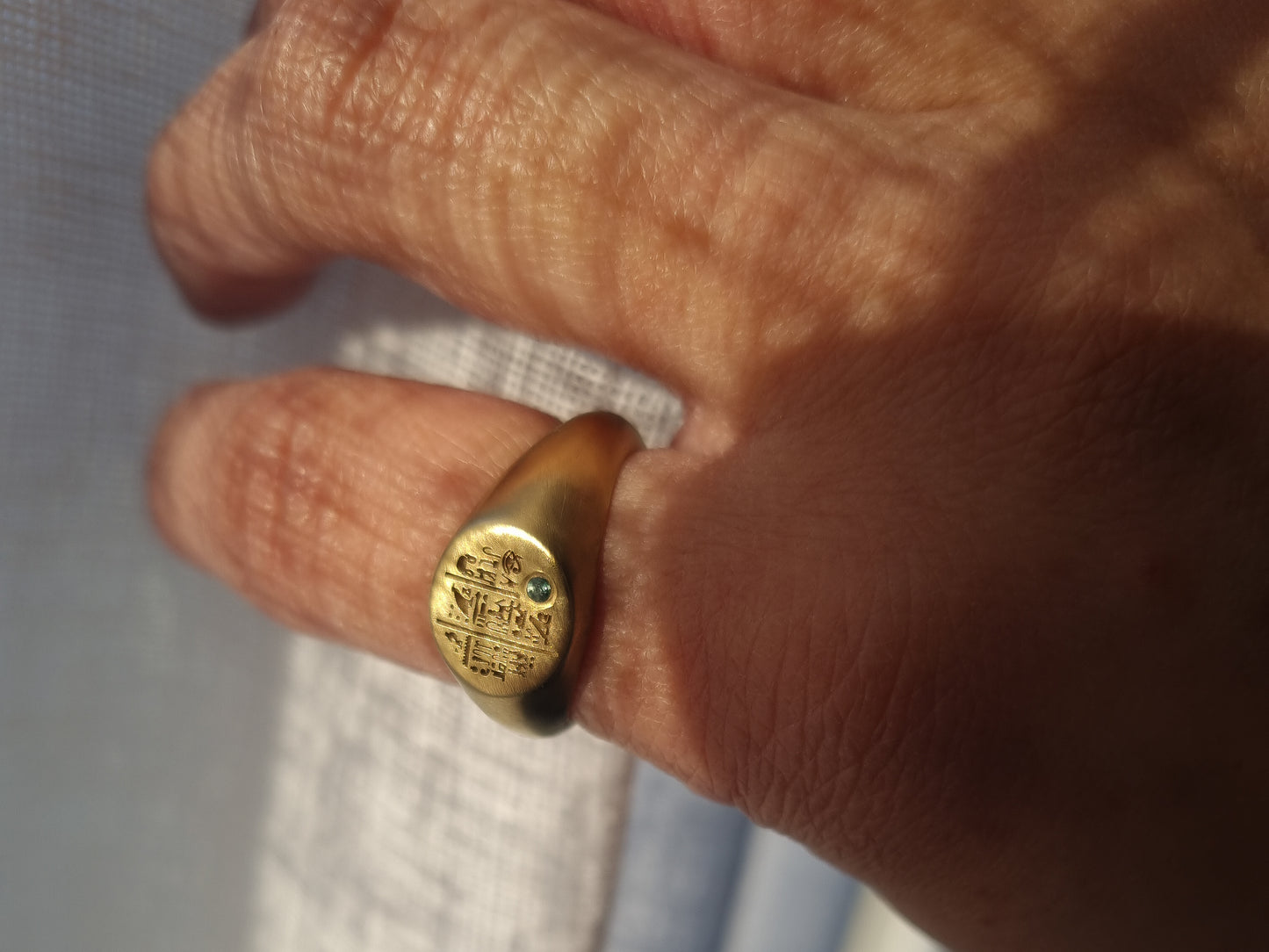 SETI Signet Ring with Emerald - 22k Gold Vermeil