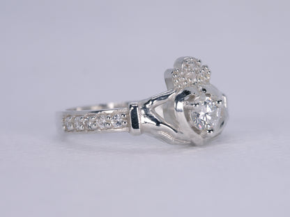 CLADDAGH Ring - Moissanite & White Sapphires