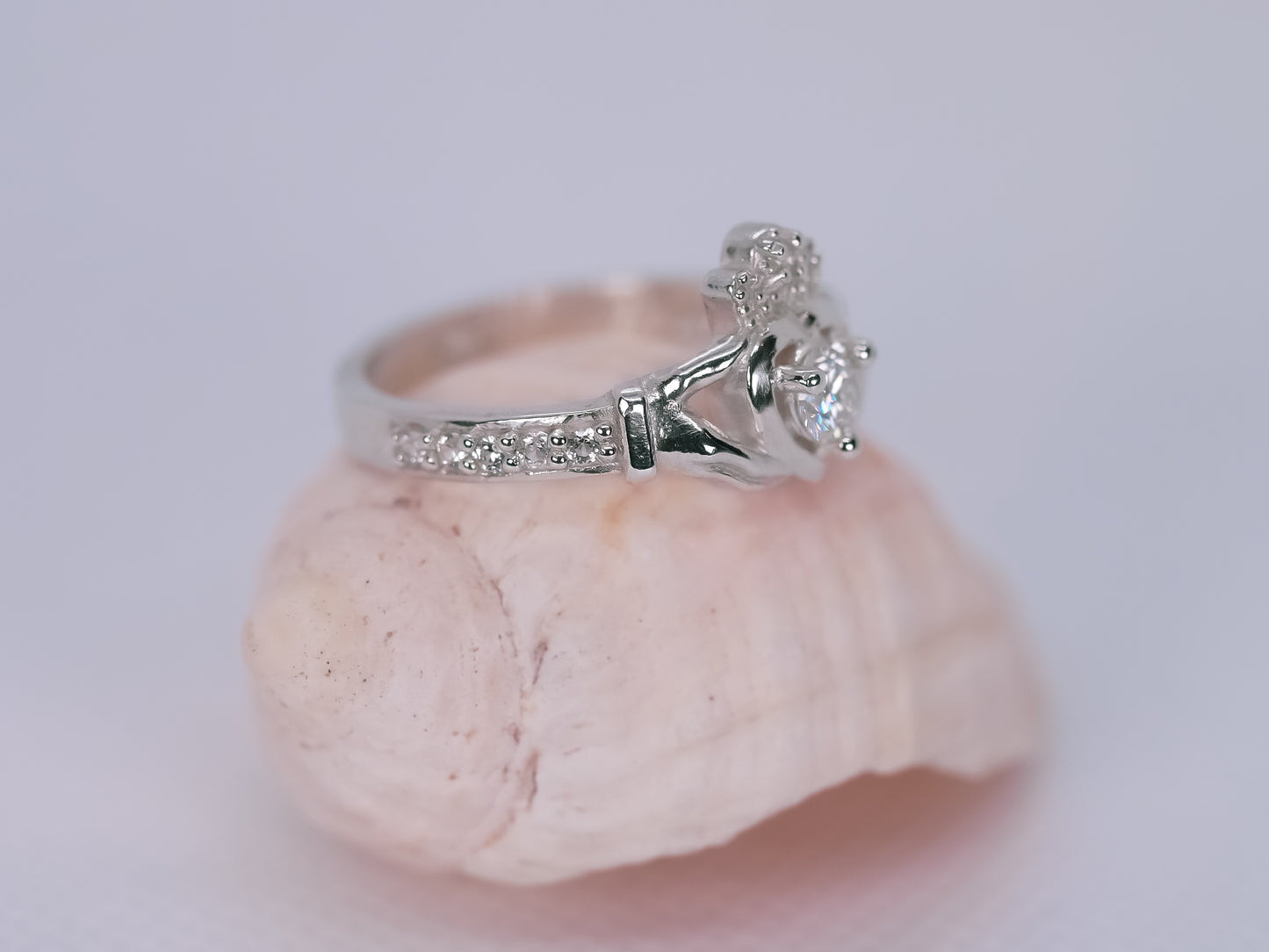 CLADDAGH Ring - Moissanite & White Sapphires
