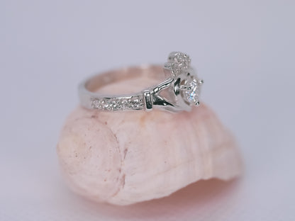 CLADDAGH Ring - Moissanite & White Sapphires