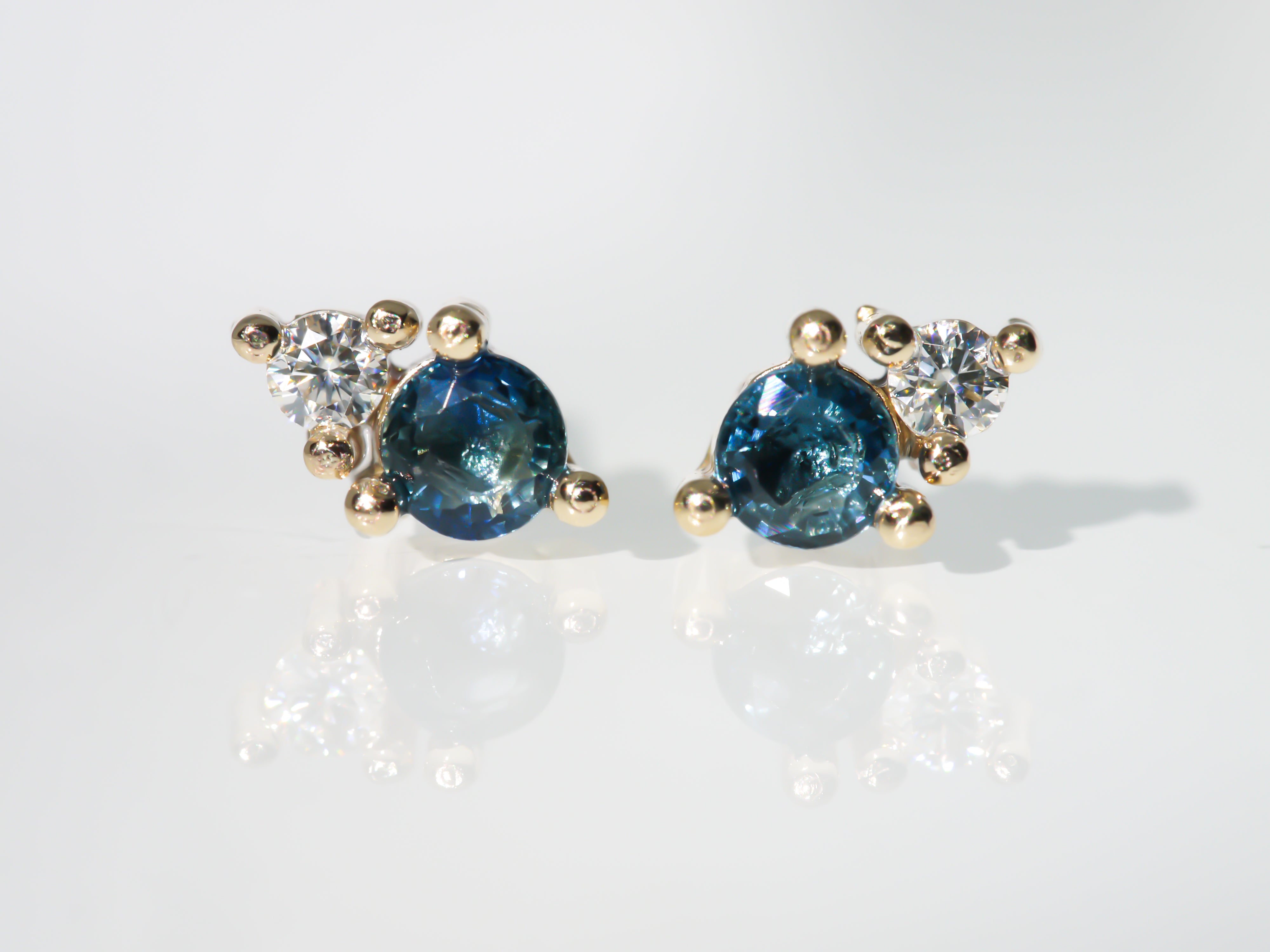 PEGASUS Sapphire and Moissanite Stud Earrings