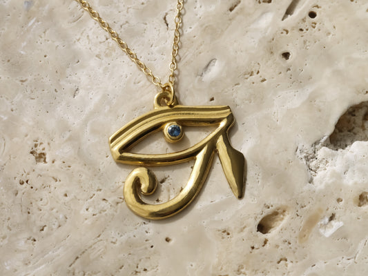 EYE OF HORUS Necklace - 22k Gold Vermeil & Sapphire