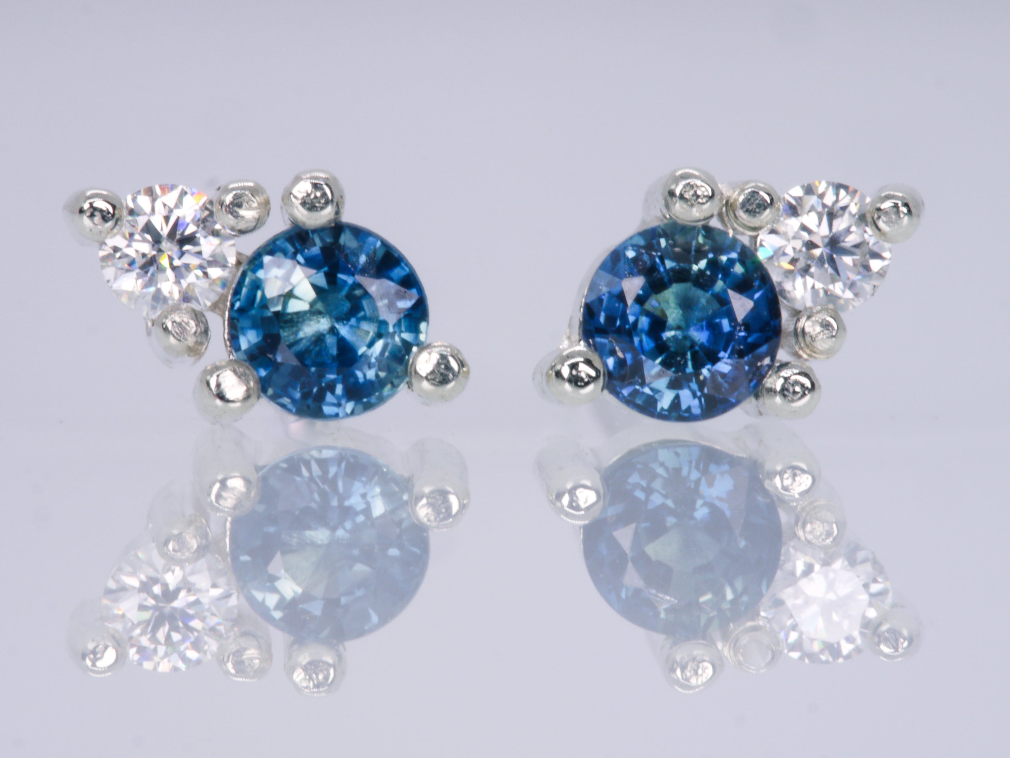 PEGASUS Sapphire and Moissanite Stud Earrings