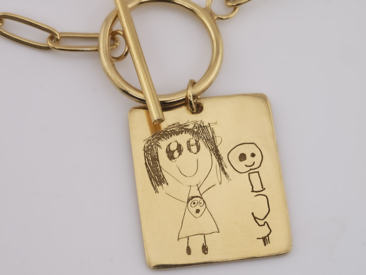 Personalised Hand Drawn Engraved Toggle Necklace