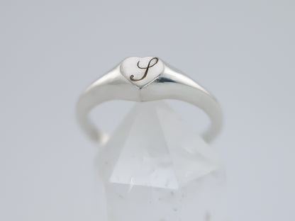 Dainty Heart Signet Ring - Personalised Initial