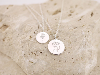 Personalised Hand Drawn Engraved Circle Charm Bracelet