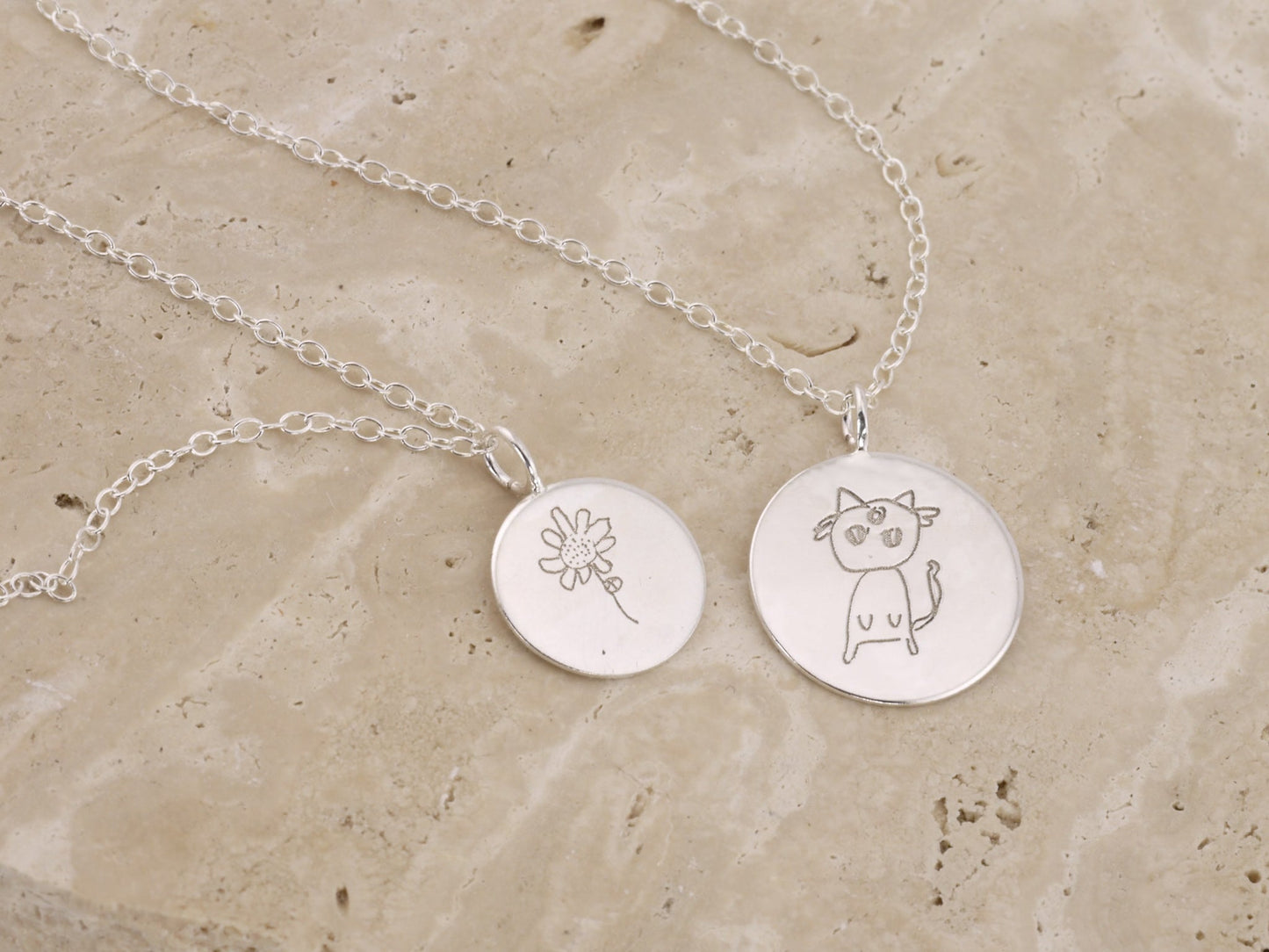 Personalised Hand Drawn Engraved Circle Charm Bracelet