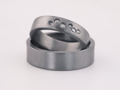 TANTALUM Flat Profile Ring with Diamonds