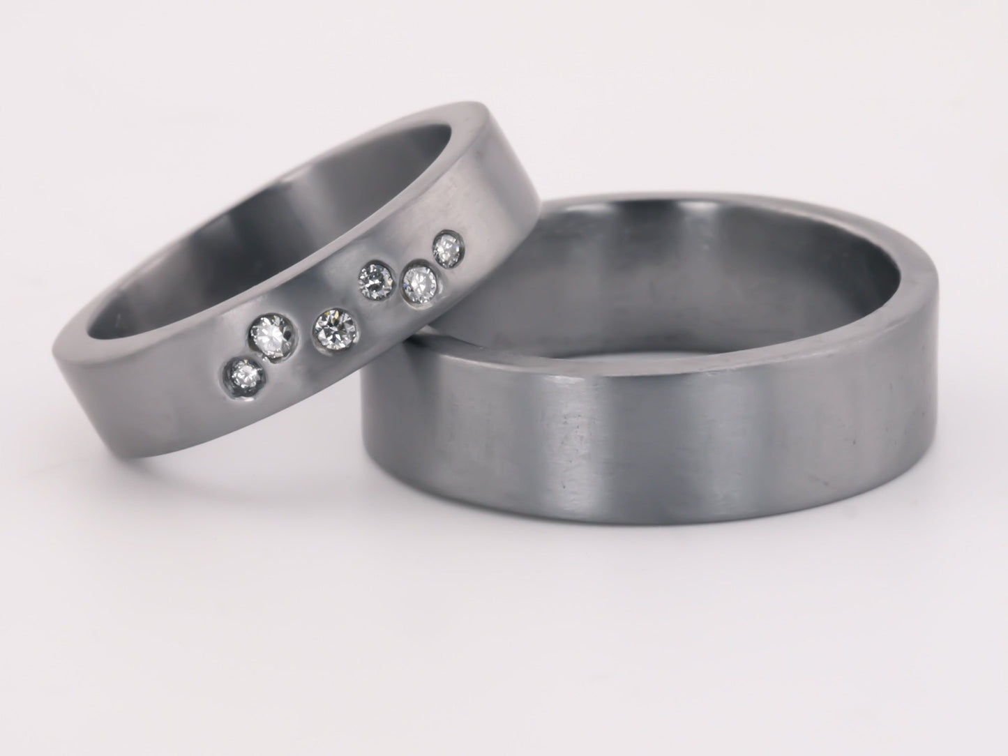 TANTALUM Flat Profile Ring with Diamonds