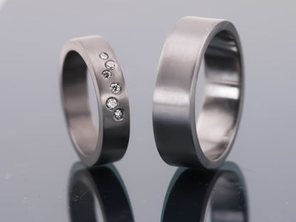 TANTALUM Flat Profile Ring with Diamonds