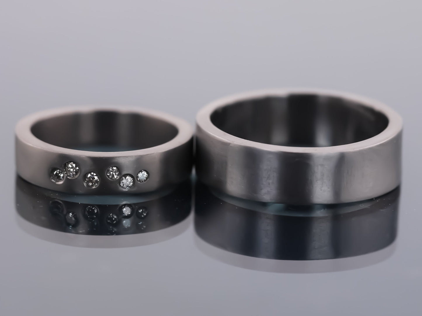 TANTALUM Flat Profile Ring with Diamonds