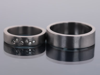 TANTALUM Flat Profile Ring with Diamonds