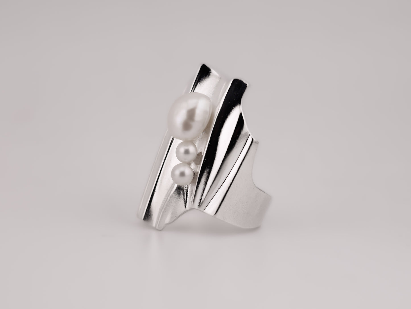 DRAPED Statement Ring with Pearls - Sterling Silver