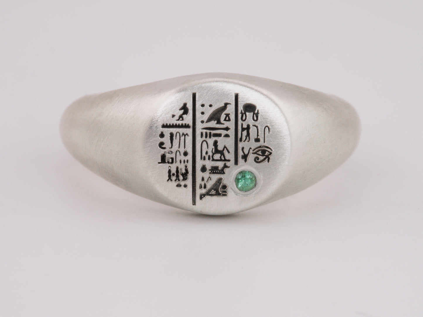SETI Signet Ring with Emerald - Sterling Silver