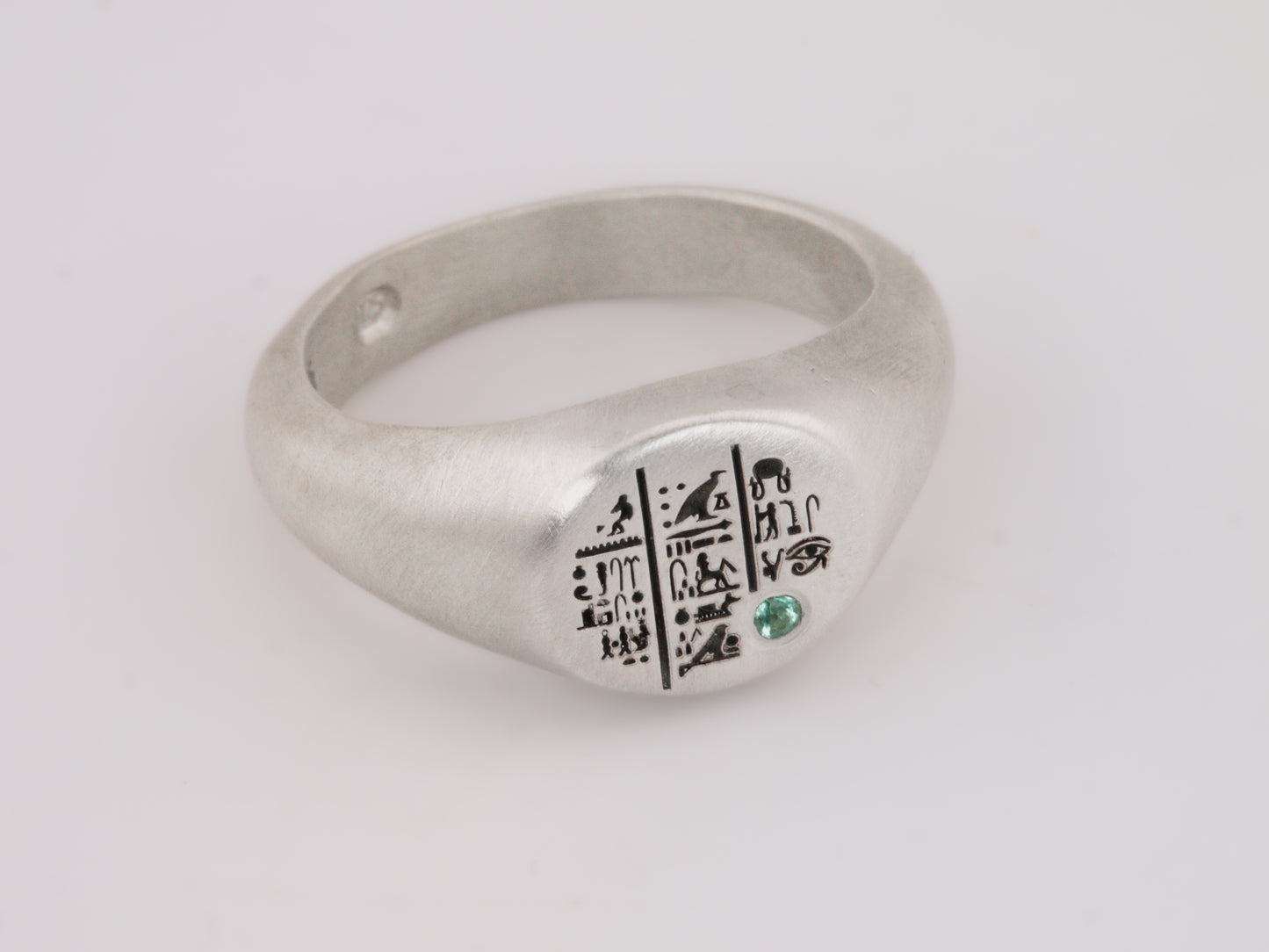 SETI Signet Ring with Emerald - Sterling Silver