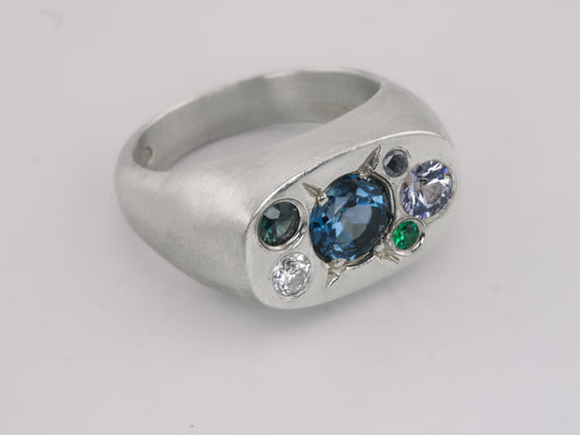 Cushion Signet Cluster Ring