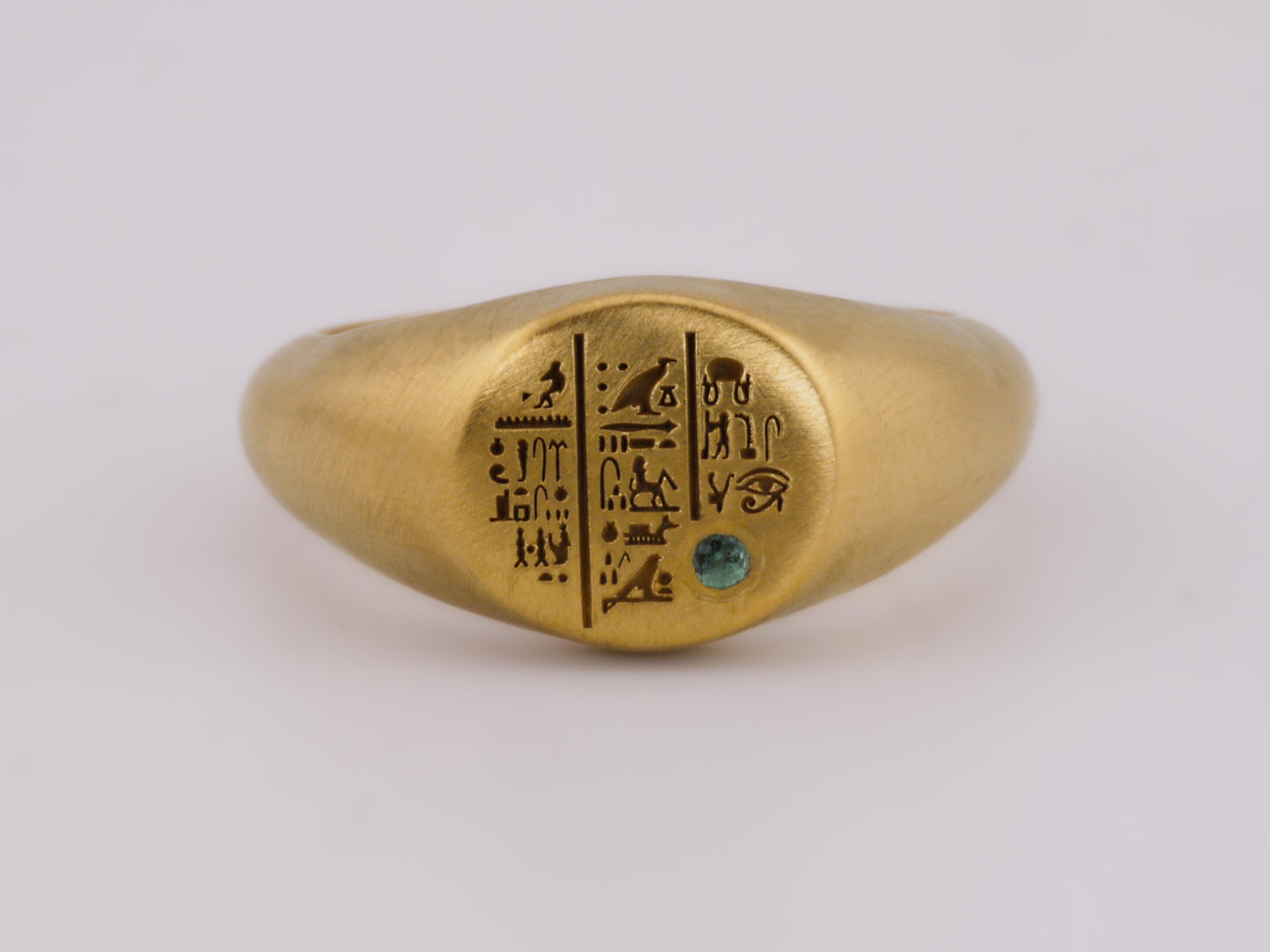 SETI Signet Ring with Emerald - 22k Gold Vermeil