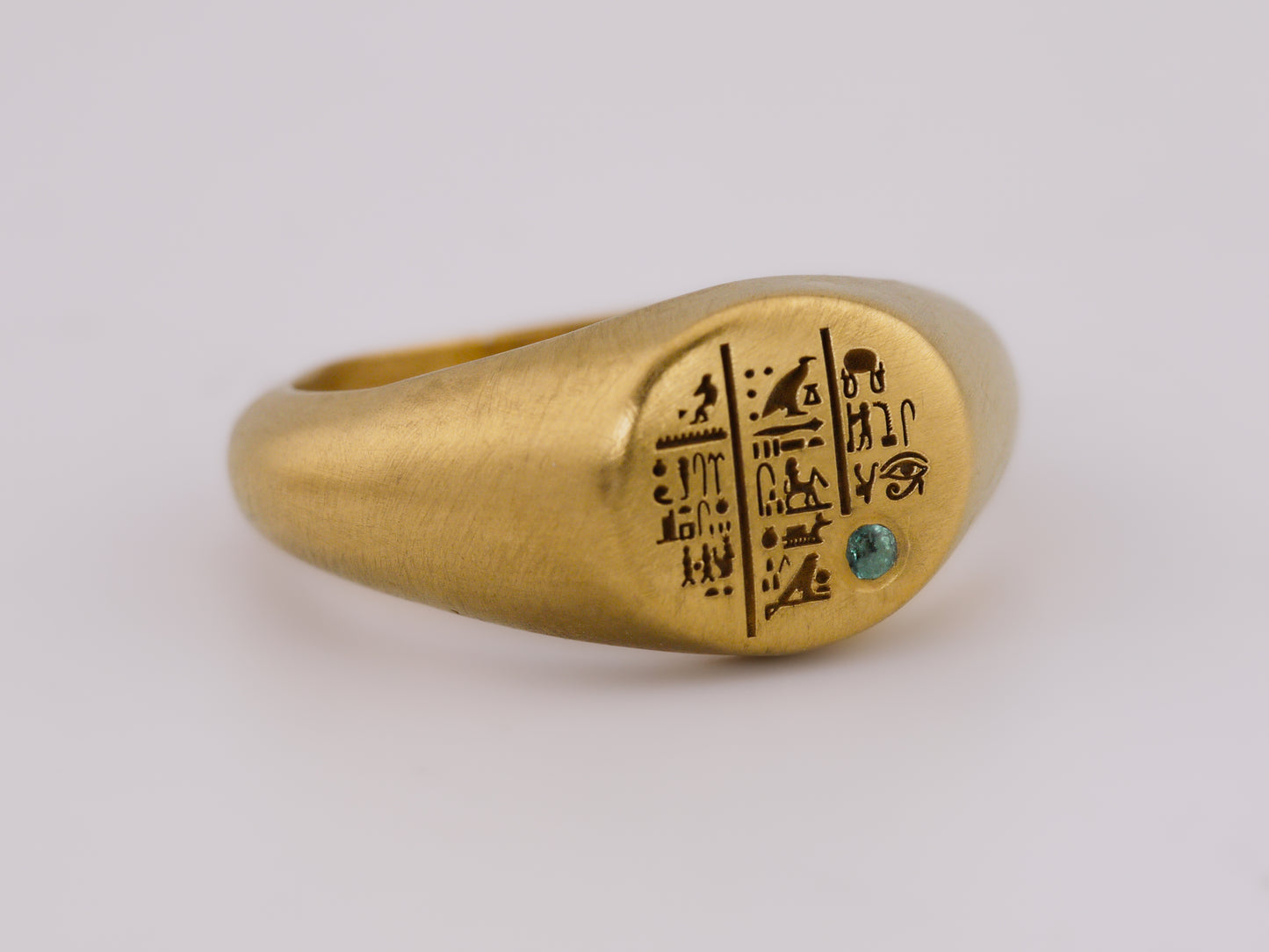 SETI Signet Ring with Emerald - 22k Gold Vermeil