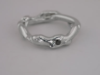 MOLTEN Ring with Salt & Pepper Diamond - Sterling Silver