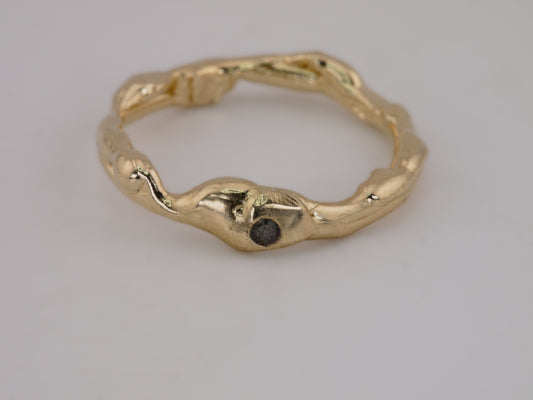 MOLTEN Ring with Salt & Pepper Diamond - 9k Gold