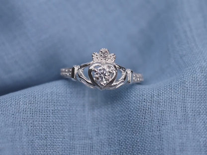 CLADDAGH Ring - Moissanite & White Sapphires
