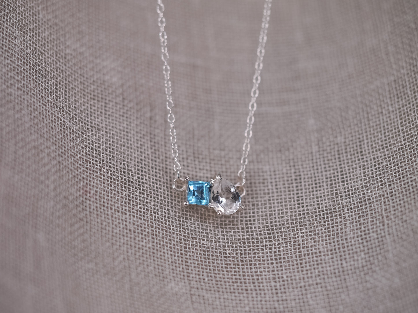 TOI ET MOI Necklace - Swiss Alps - Swiss Blue and White Topaz
