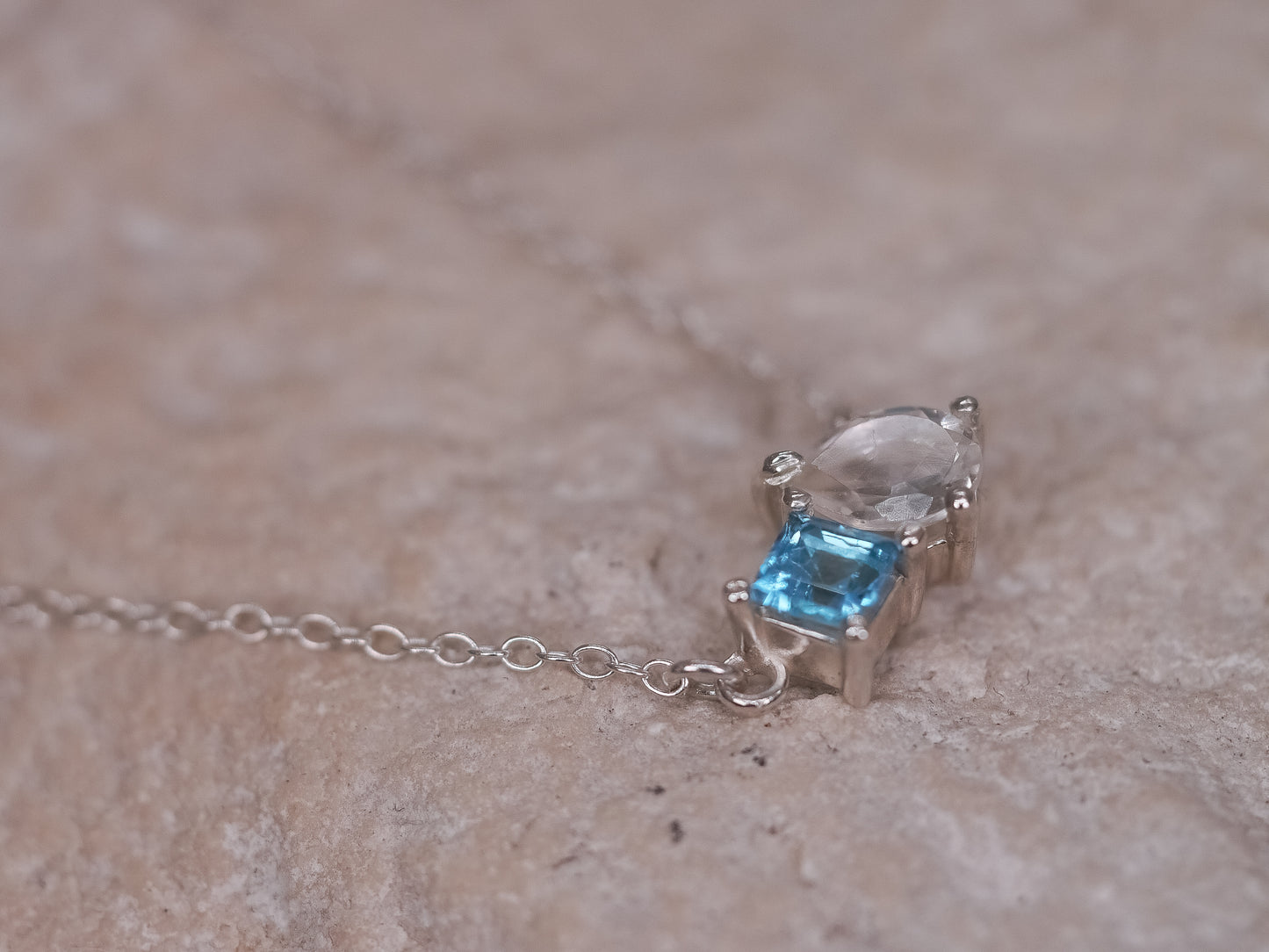 TOI ET MOI Necklace - Swiss Alps - Swiss Blue and White Topaz