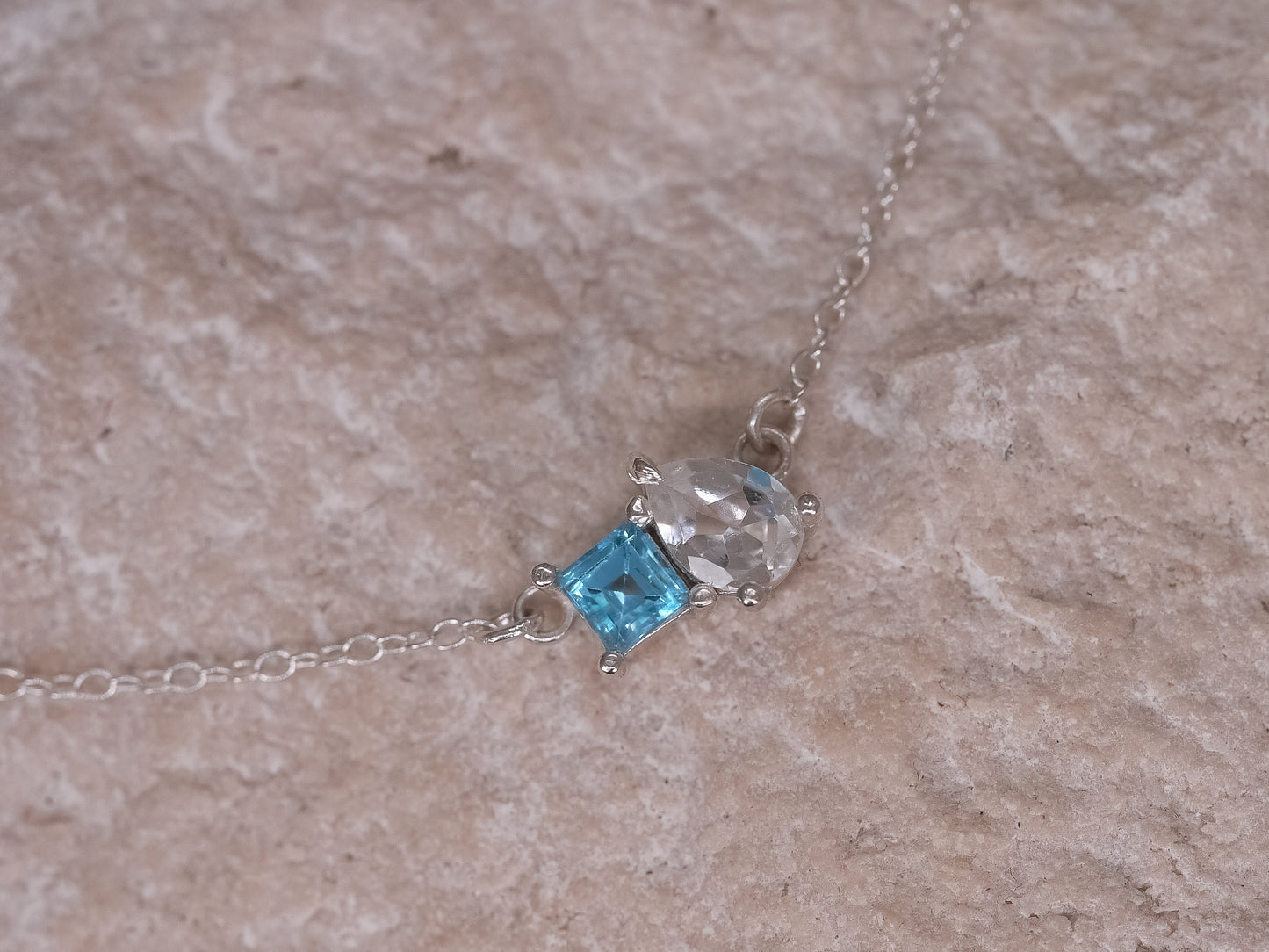 TOI ET MOI Necklace - Swiss Alps - Swiss Blue and White Topaz