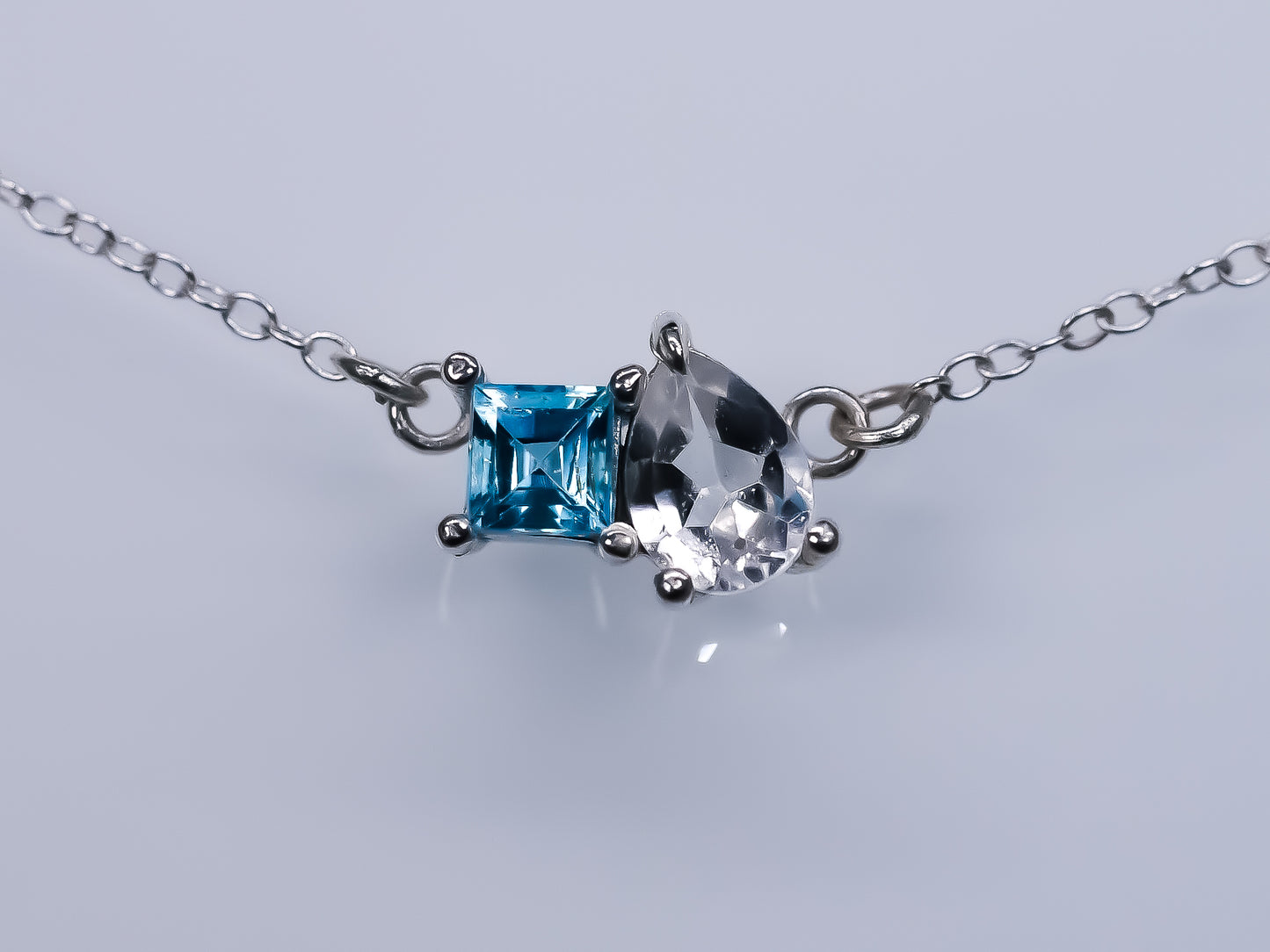 TOI ET MOI Necklace - Swiss Alps - Swiss Blue and White Topaz