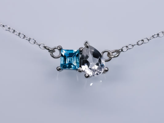 TOI ET MOI Necklace - Swiss Alps - Swiss Blue and White Topaz