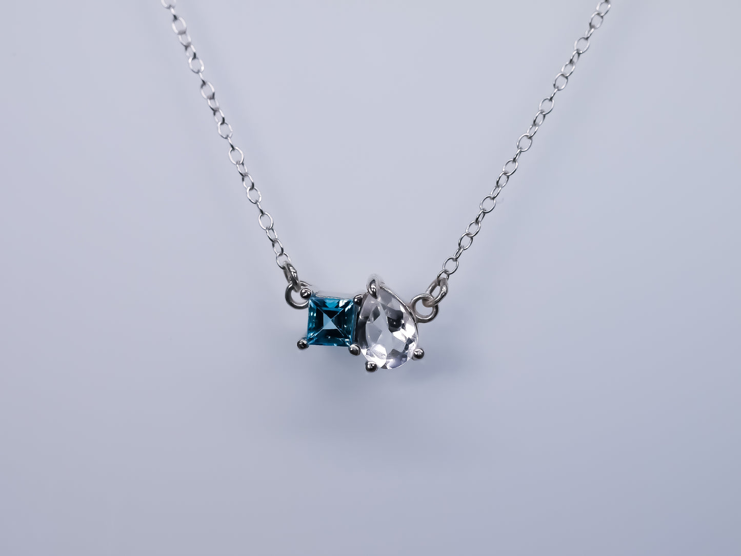 TOI ET MOI Necklace - Swiss Alps - Swiss Blue and White Topaz