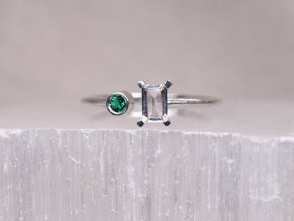 ECHO Ring - White Topaz and Emerald