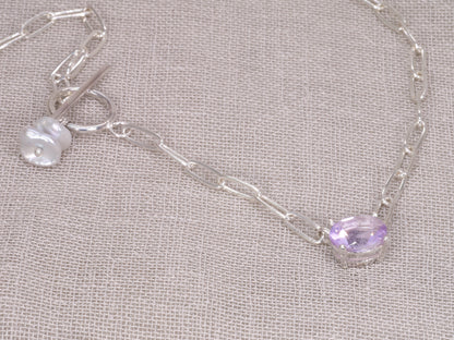 AMETHYSTOS Toggle Choker Necklace with Keshi Pearls