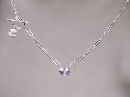 AMETHYSTOS Toggle Choker Necklace with Keshi Pearls