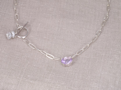 AMETHYSTOS Toggle Choker Necklace with Keshi Pearls
