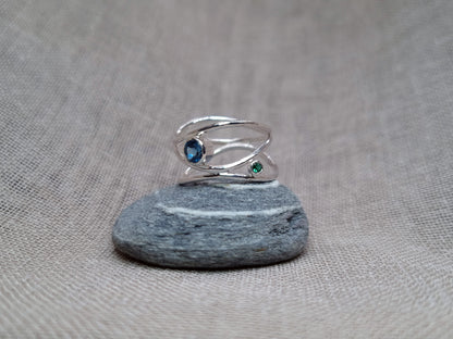 CALYPSO Wave Ring - London Blue Topaz & Emerald