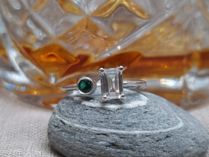 ECHO Ring - White Topaz and Emerald